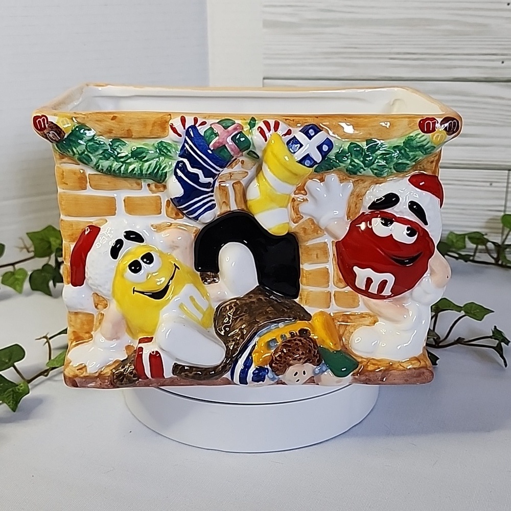 Vintage Mars M&Ms Candy Fireplace Christmas Planter